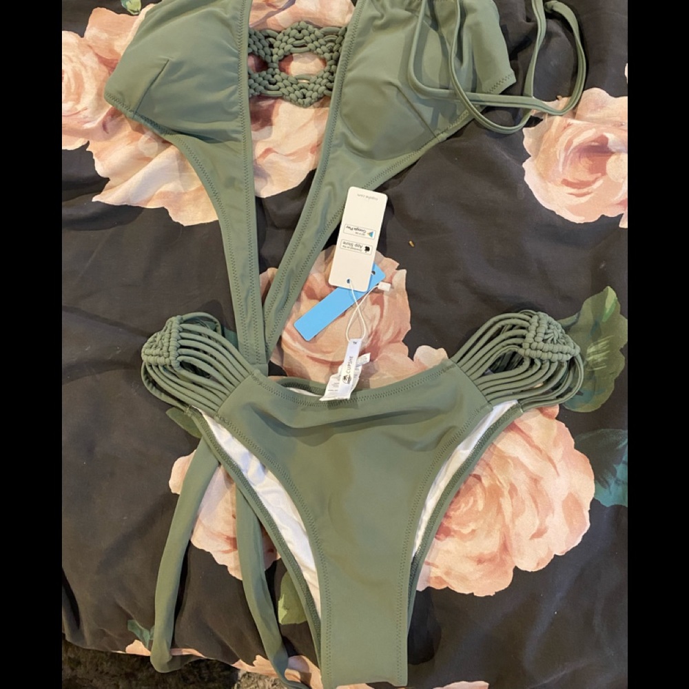Dusty Green Strappy Wrap Bikini - Picture 4 of 6